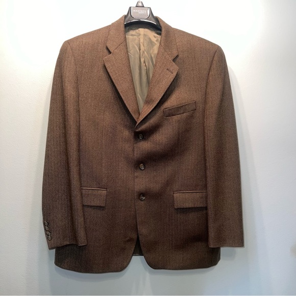 Lauren Ralph Lauren Other - VTG Ralph Lauren Men's Brown Sport Coat 44R HERRINGBONE Jacket LAMBSWOOL Blazer